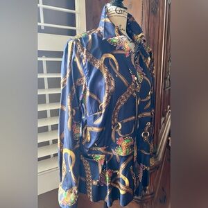 Ralph Lauren Navy Chain Print Blouse